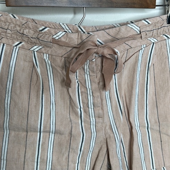 BCBGMAXAZRIA TAN AND BLACK PINSTRIPED SHORTS Sz 6 Symone Linen The Short Shorts - Picture 3 of 8